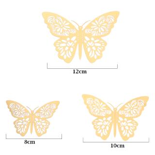 HZLING 12 Cái / bộ Miếng Dán Bướm Vàng Bạc Thủ Công Đồ Dùng Dự Tiệc Kết Cấu Kim Loại