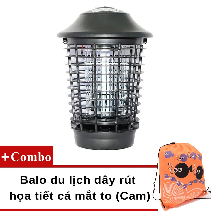 Đèn diệt côn trùng, ruồi muỗi Đại Sinh DS-DU15 (Xanh ngọc) + Túi dây rút kích thước 42X34 (Cam)