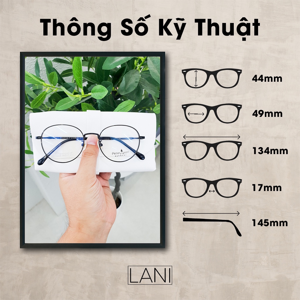 Gọng kính titan dáng tròn không gỉ Lani 79808 - Lắp mắt cận theo yêu cầu