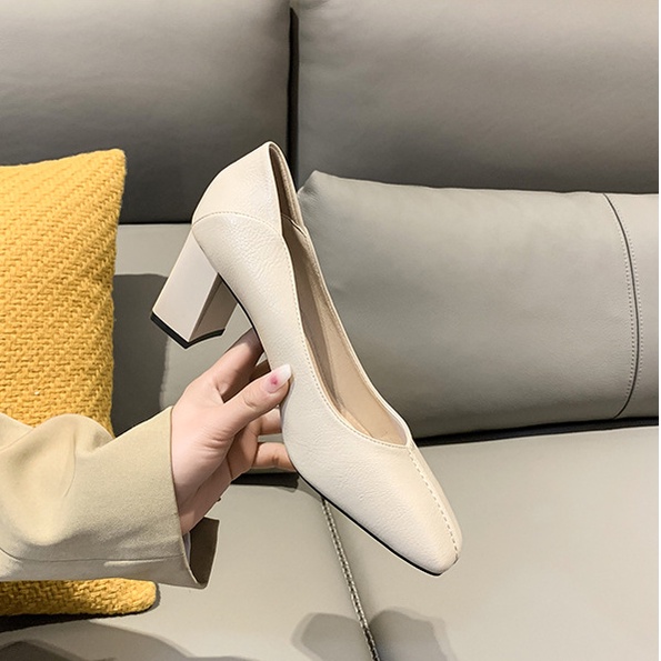 Giày Cao Gót Mũi Vuông Đế Mềm Thời Trang Hàn Quốc