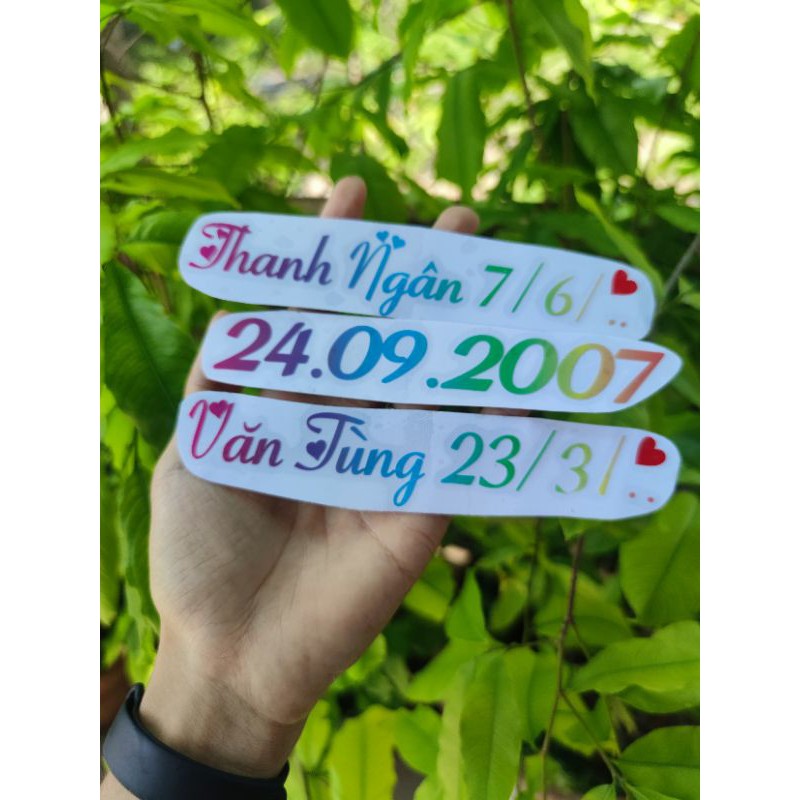 Tem decal 7 màu cắt tên theo yêu cầu