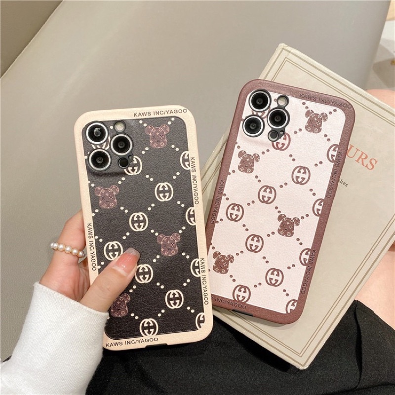 [ IPHONE ]Ốp Lưng Da IMD Full Viền Bảo Vệ Camera Face Bear
