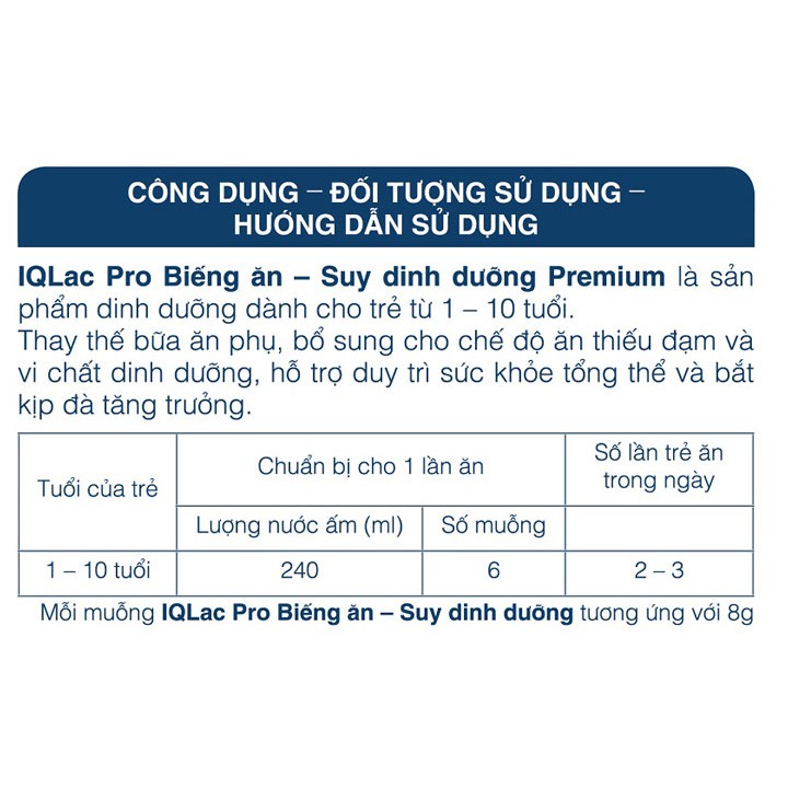 [Mã 267FMCGSALE giảm 8% đơn 500K] Sữa IQLac Pro Biếng Ăn, Suy Dinh Dưỡng Premium VPMilk 400g