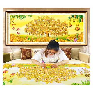 tranh đính đá cây kim tiền