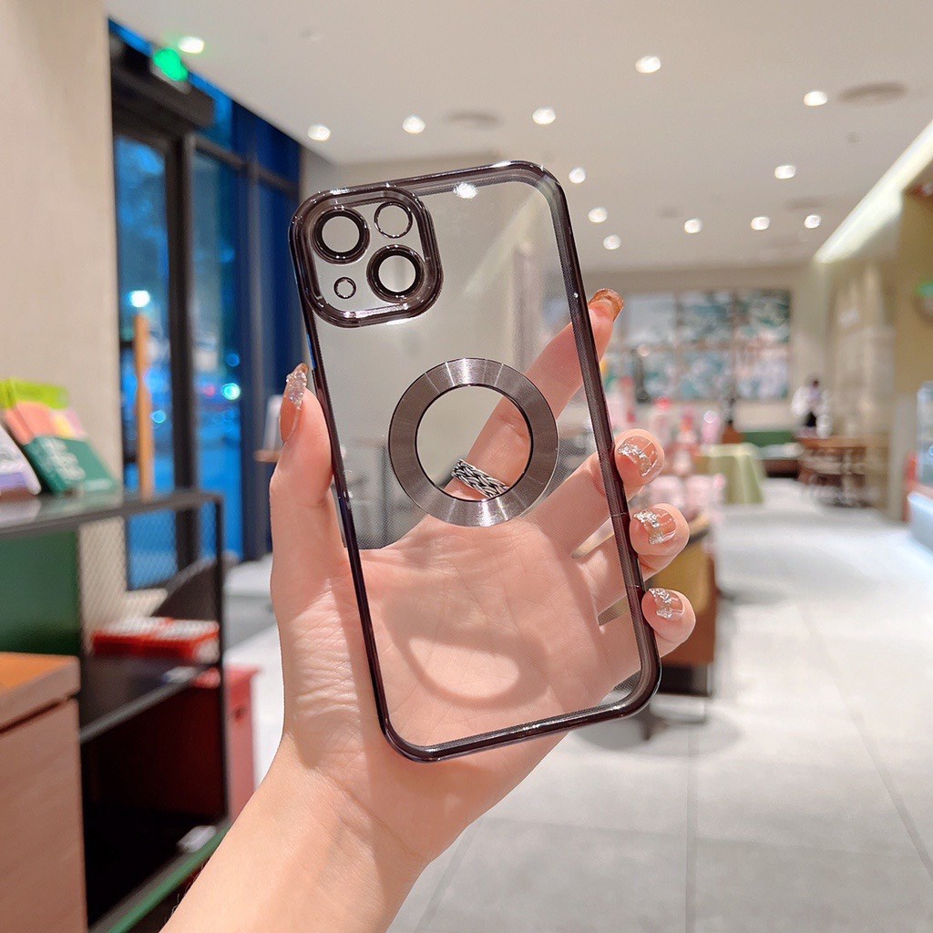 Ốp Lưng Iphone Silicon Mềm Trong Suốt Viền Mạ Kim Loại Sang Trọng Cho Iphone X XS XS Max 11 12 13 14 Pro Max Dobi O4