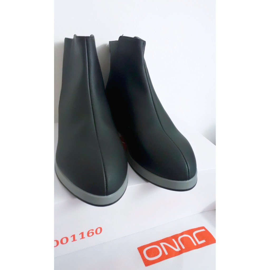 Giày Boots Nữ JUNO Cổ Thấp Đế Bằng, Khóa Kéo Cá Tính
