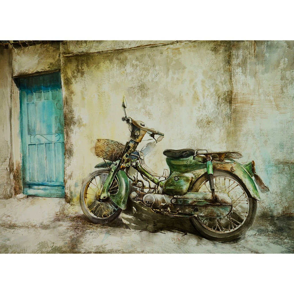 Tranh ghép hình Tini Puzzle 450 mảnh bằng giấy Xe Honda Cub - có nhận in theo yêu cầu tranh xếp hình 36x50