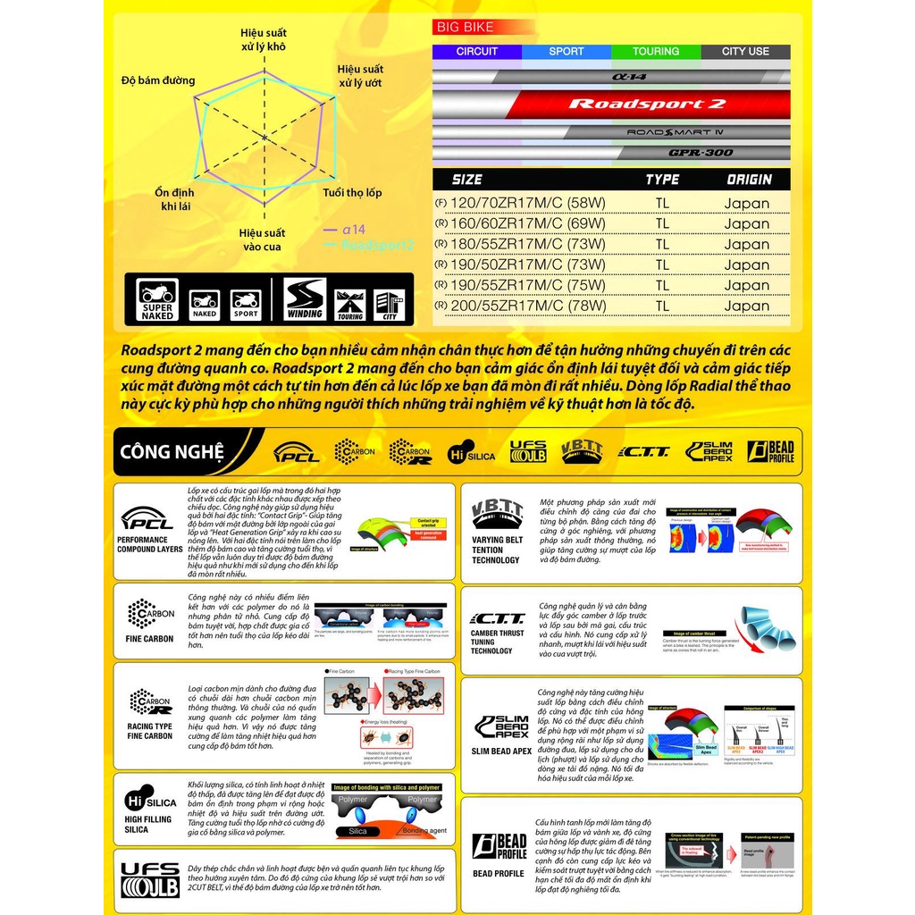 Lốp/vỏ xe 190/55ZR17 Sportmax RD Sport 2 TL Dunlop Nhật