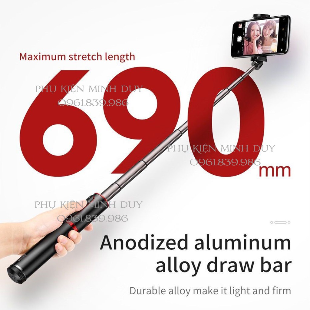 Gậy chụp hình tự sướng/ Live Stream tích hợp Tripod xếp gọn Baseus Fully Folding Selfie Stick (Bluetooth Remote...) | BigBuy360 - bigbuy360.vn