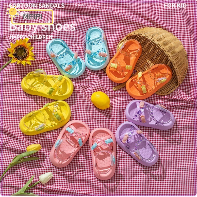 Giày Sandal Đế Mềm Chống Trượt Đính Pha Lê Phong Cách Hàn Quốc Dành Cho Bé Gái