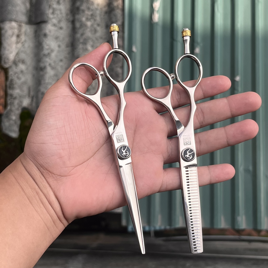 Bộ Kéo cắt tóc tay trái Titan thép 440C sắc bén bền bỉ - L460