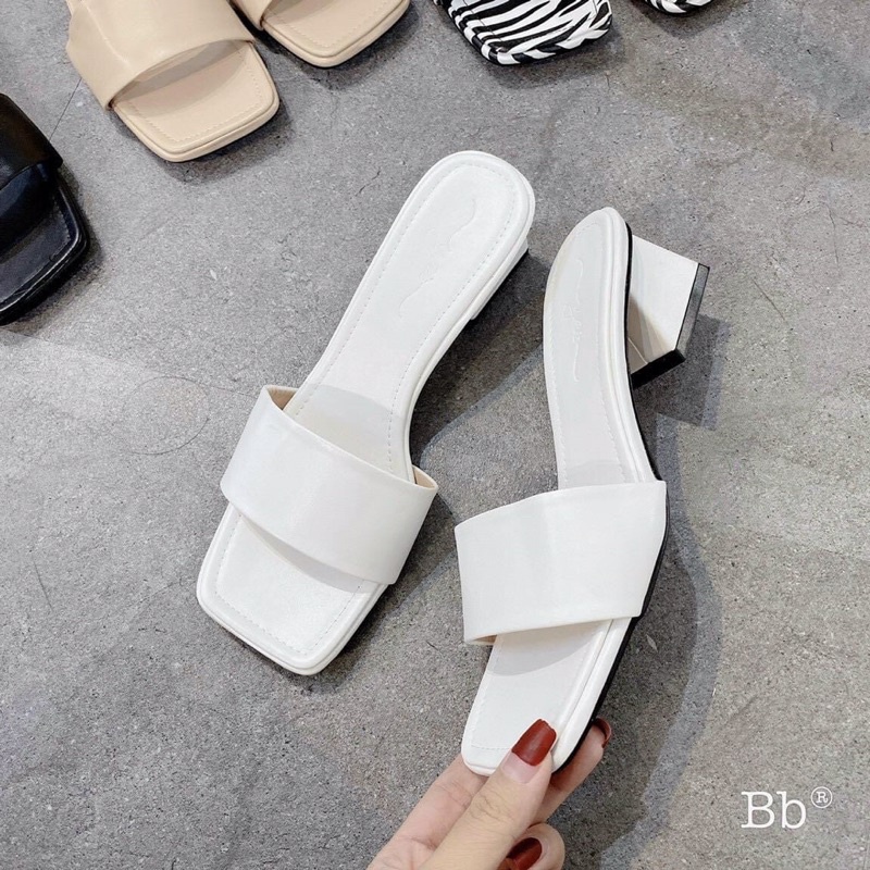 Guốc nữ trơn mẫu basic gót vuông 3cm L167