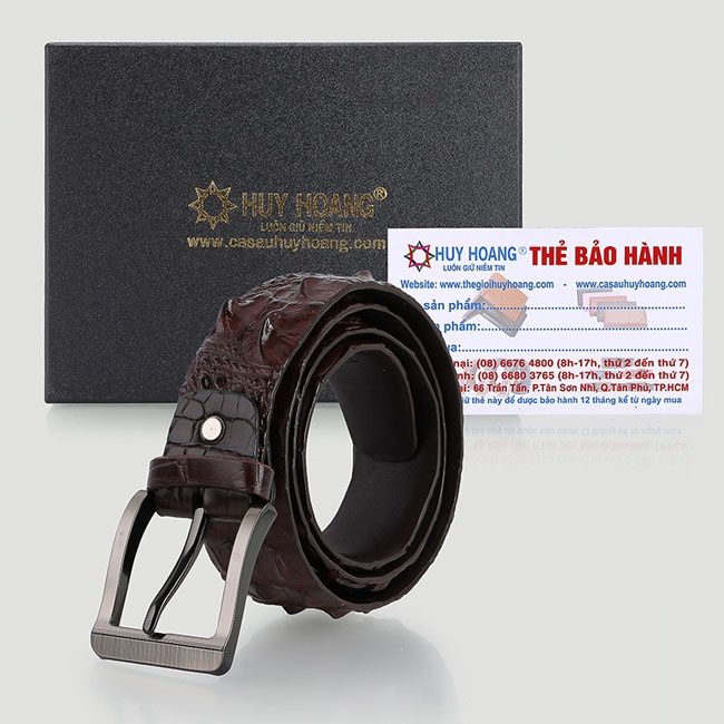 Thắt lưng nam da cá sấu nguyên con 4P bát gài đầu kim màu vàng bò, nâu đất, đen, nâu đỏ HP4236-4266-4273-4770
