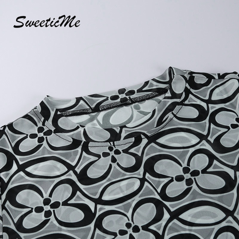 Áo Thun Ngắn Tay In Họa Tiết Hoa Xinh Xắn Dành Cho Nữ