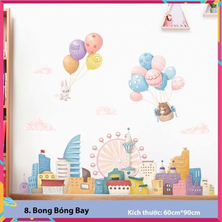 Decal dán tường 3D, decor dán kính, dán tường cây, dán tường phòng ngủ cho bé (Bong Bóng Bay) [XỊN]