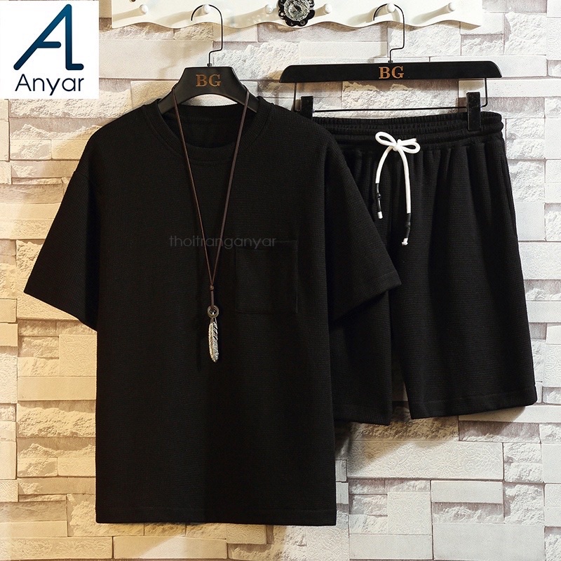 Bộ thun nam, đồ bộ nam mùa hè chất Cotton Xốp Thái phong cách thể thao trẻ trung mạnh mẽ