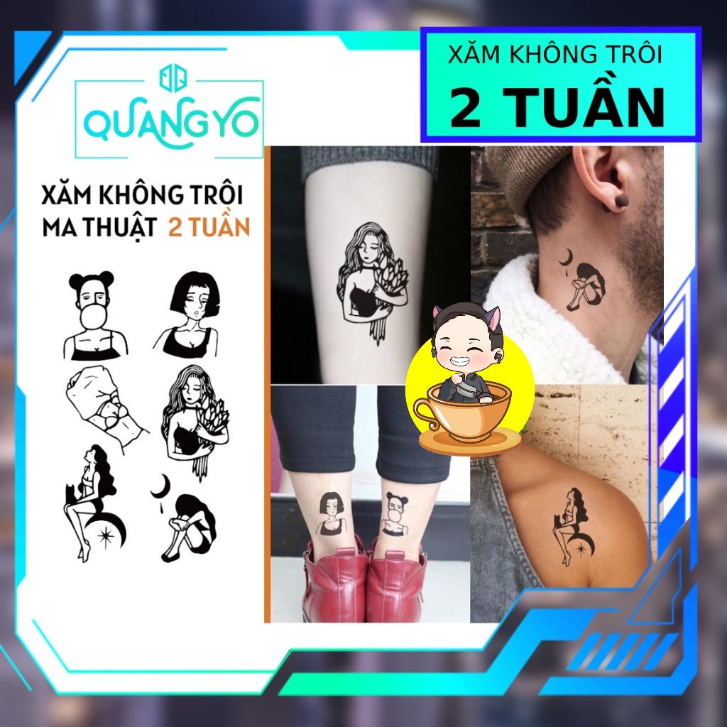 Hình xăm không trôi chủ đề cô gái ôm bó hoa, dễ thương, Xăm giống Inkaholic