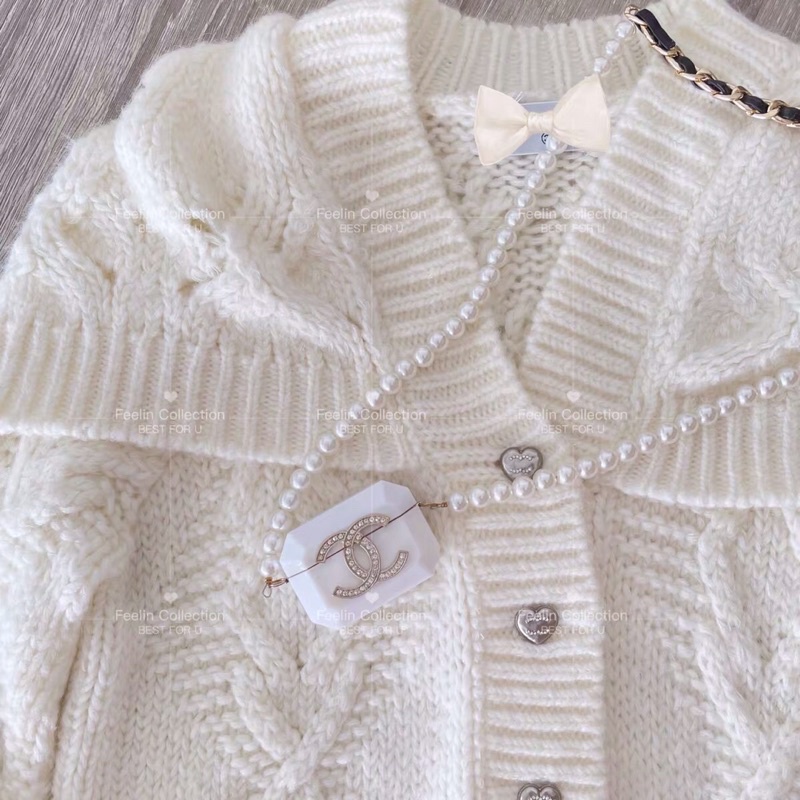 Áo khoác len cardigan thiết kế trùm tay cúc tim Ulzzang tiểu thư sang chảnh cao cấp siêu xinh ❤️