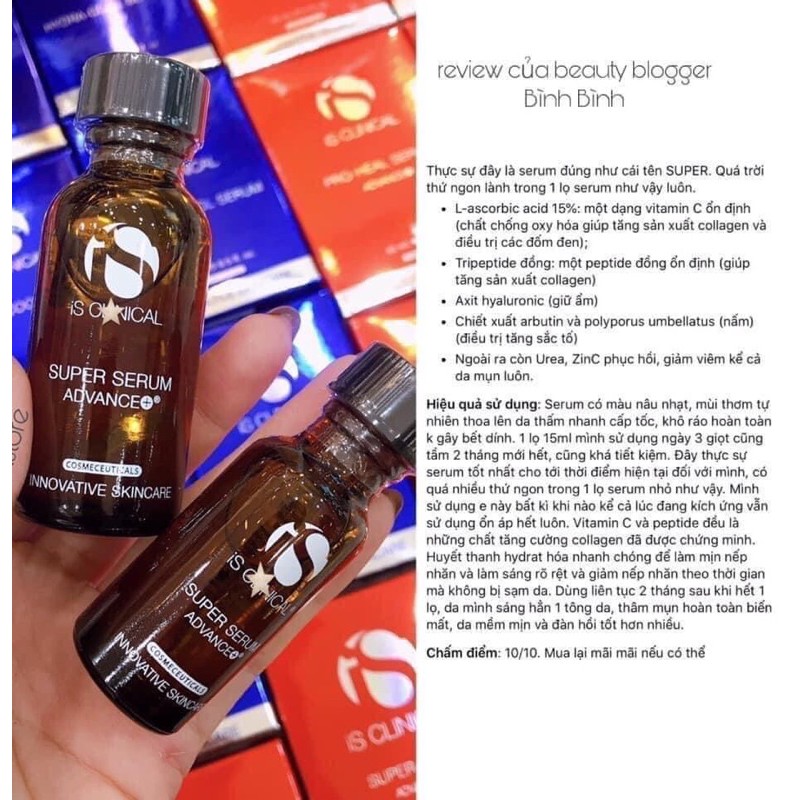 Serum SUPER ADVANCE+ dưỡng sáng da, mờ thâm iS CLINICAL