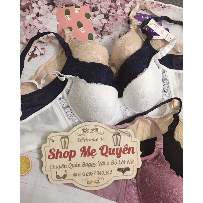 Áo lót ren hoa nhí mút mỏng có gọng- thiết kế mút lót chân ngực chống chảy xệ