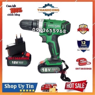 máy khoan pin HTCOM ✨ CHÍNH HÃNG ✨ khoan pin 18V , máy khoan cầm tay có MÀN HÌNH LED HIỂN THỊ % PIN , chiều xoay