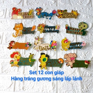 Set 12 con giáp trang trí bánh kem, set cắm bộ 12 con giáp