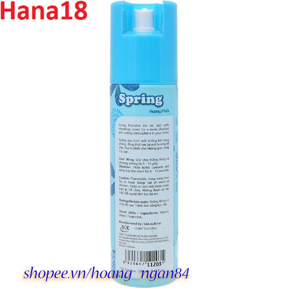 HOT Xịt Phòng 280ml Spring Hương Phấn Chính Hãng. 2020 new