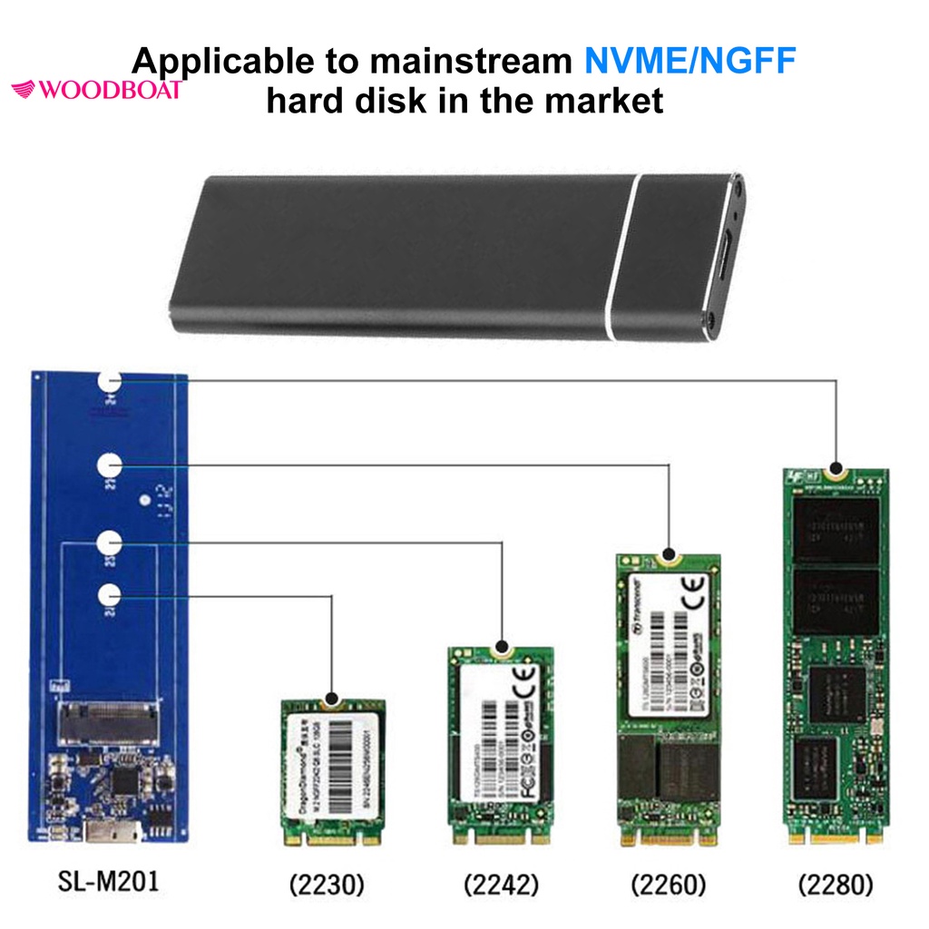 Hộp Ổ Cứng Ngoài M.2 Ngff Sang Type-C Usb3.1 Mở Rộng Tự Động Ngủ Cho Laptop