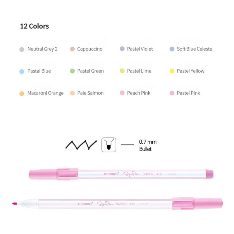 Monami Sign Pen Super Pastel 12 Color Set