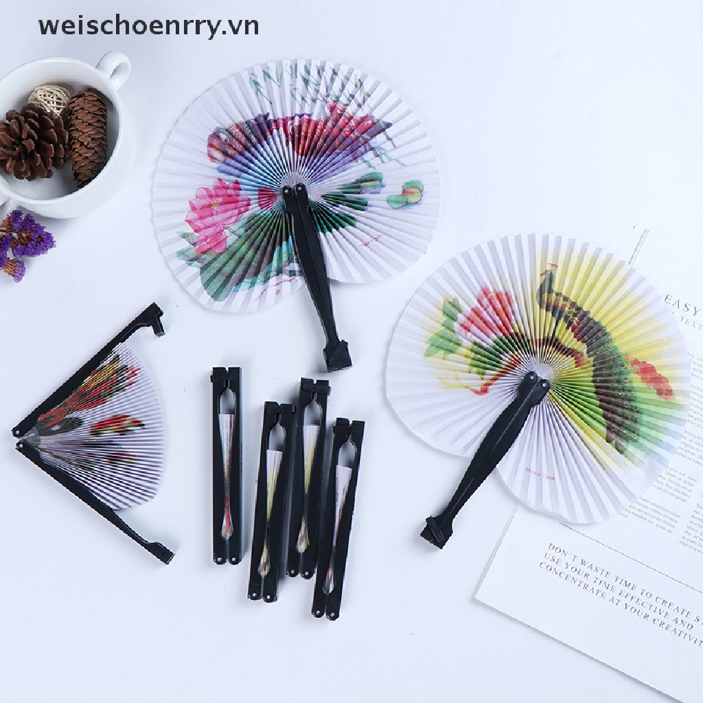 Quạt Xếp Cầm Tay Bằng Giấy In Họa Tiết Phong Cách Trung Hoa Ww
