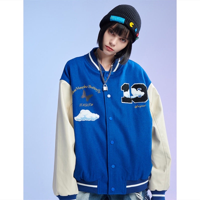 Áo khoác bomber varsity jacket nam nữ Cloud thêu số 19 mới 2021