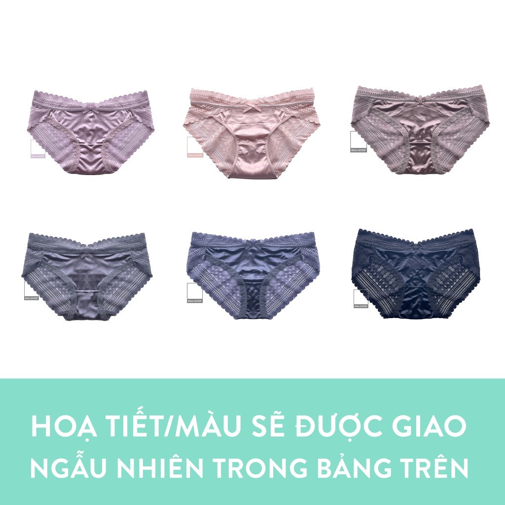 [Mã FARSBR99A giảm 10% đơn 99K] Quần lót satin phối ren màu trơn BOM SISTER Q4923 | BigBuy360 - bigbuy360.vn