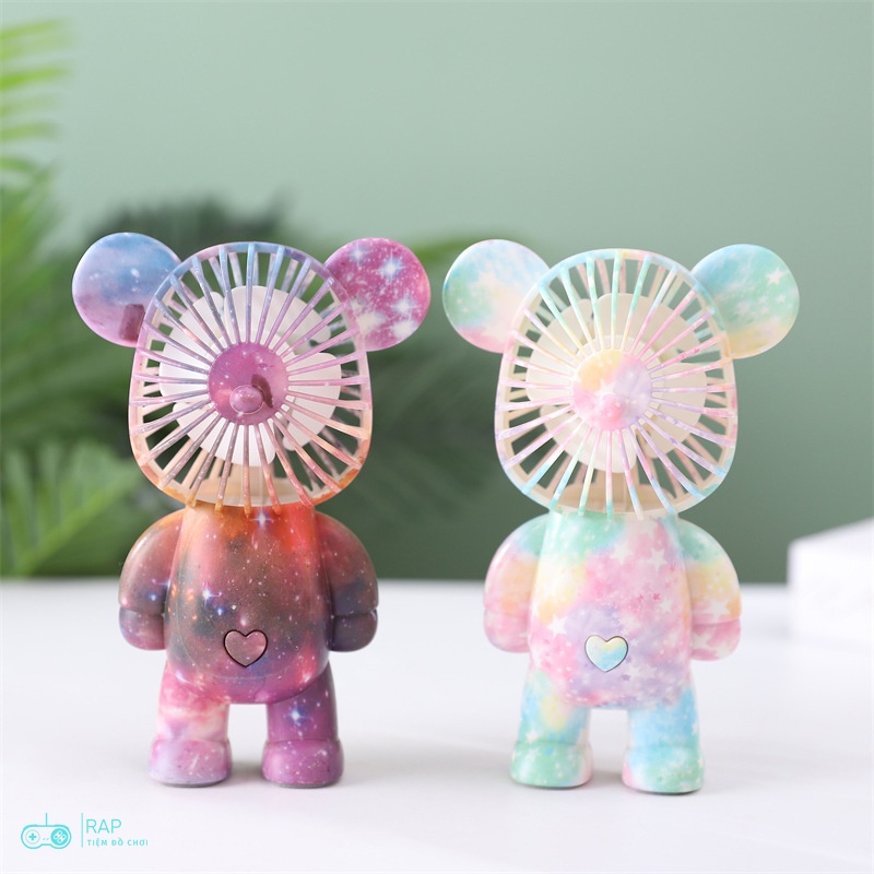 Quạt mini cầm tay Bearbrick, quạt sạc tích điện hình gấu nhiều màu sắc Ráp tiện lợi mang đi học, đi làm, đi du lịch