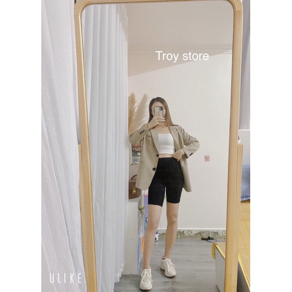 Gương soi toàn thân khung gỗ bo góc có chân dựng decor