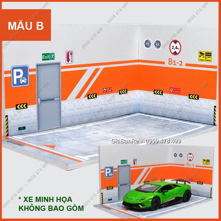 Mô Hình Garage Xe Handmade Tỉ Lệ 1:32 - Hầm Xe - Thương Hiệu Xe - 7046