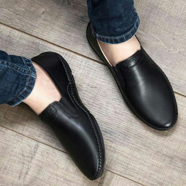 Giầy da mọi nam đế êm- giày lười nam da bò nguyên miếng, thiết kế cực chất, bóng bảy, Phom dáng siêu chuẩn đế cao su