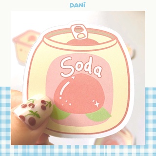 Sticker soda đào dán trang trí laptop, sổ vali....