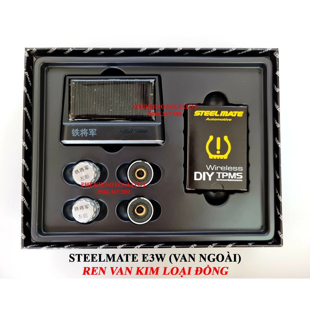 Cảm biến áp suất lốp STEELMATE E3W van ngoài (Tặng tấm chống trơn trượt đặt màn hình)