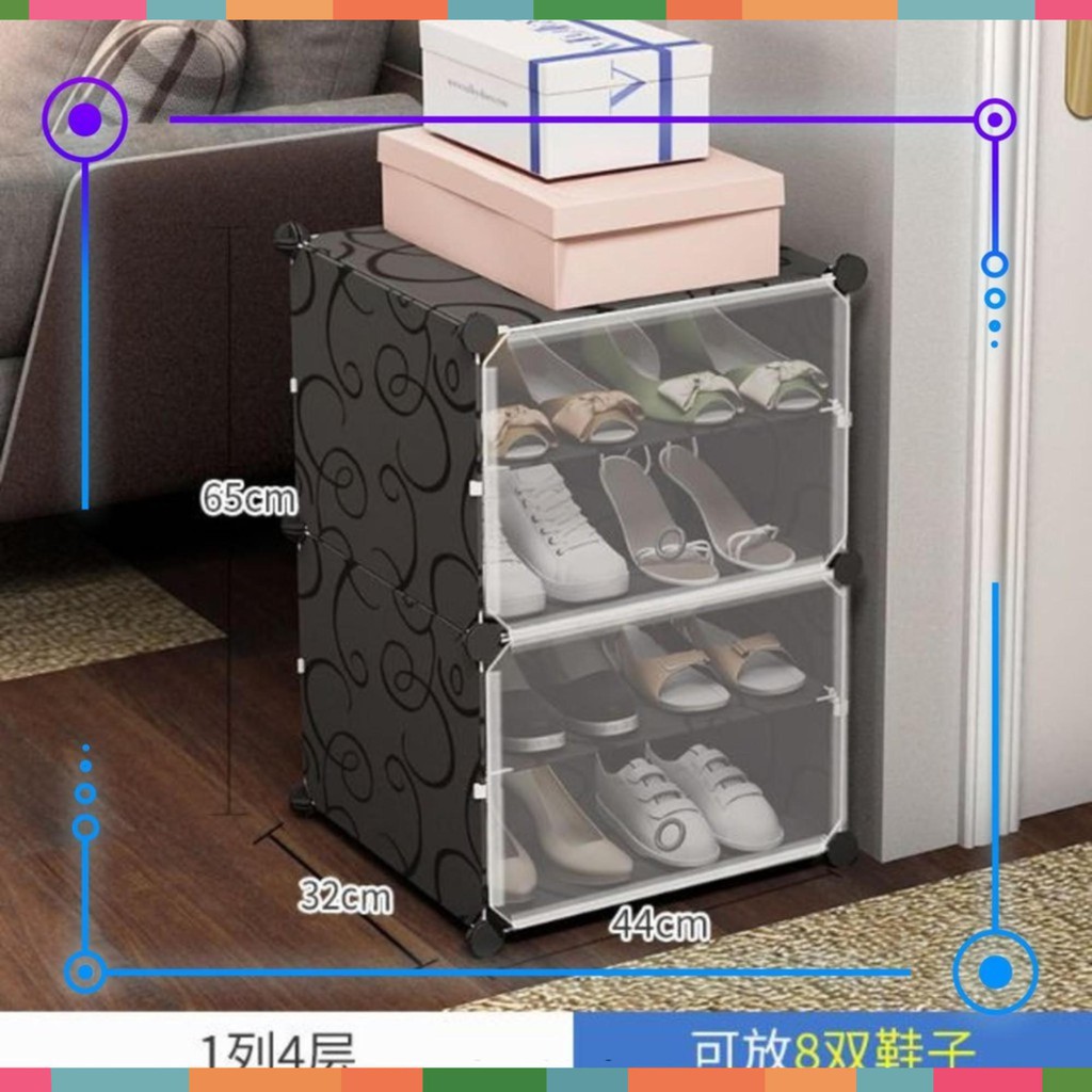 (Giá sốc) Tủ giày nhựa lắp ghép khung sắt 4 tầng để được 8 đôi cao cấp