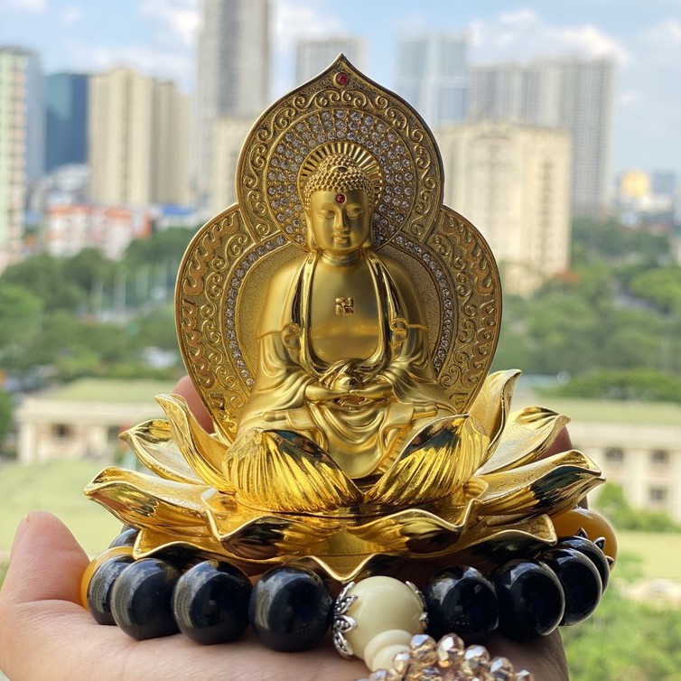 Tượng Phật Adida Để Taplo Ô Tô , Phật Đức Adida Tọa Đài Sen Để Xe Hơi