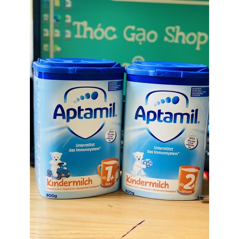 Sữa bột Aptamil Kinder xanh cao 800gr đủ số 1+ và 2+ date mới nhất 2022