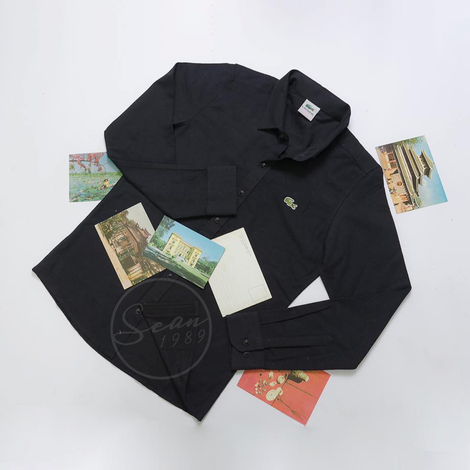 🔴Áo Sơ Mi Lacoste Cá Sấu - Màu Đen