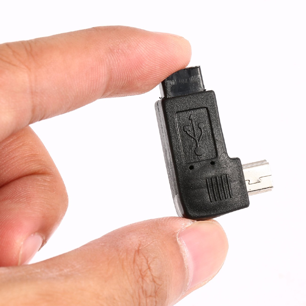 Đầu chuyển đổi mini từ đầu cắm 5 pin sang cổng cắm USB micro 5 pin góc 90 độ màu đen