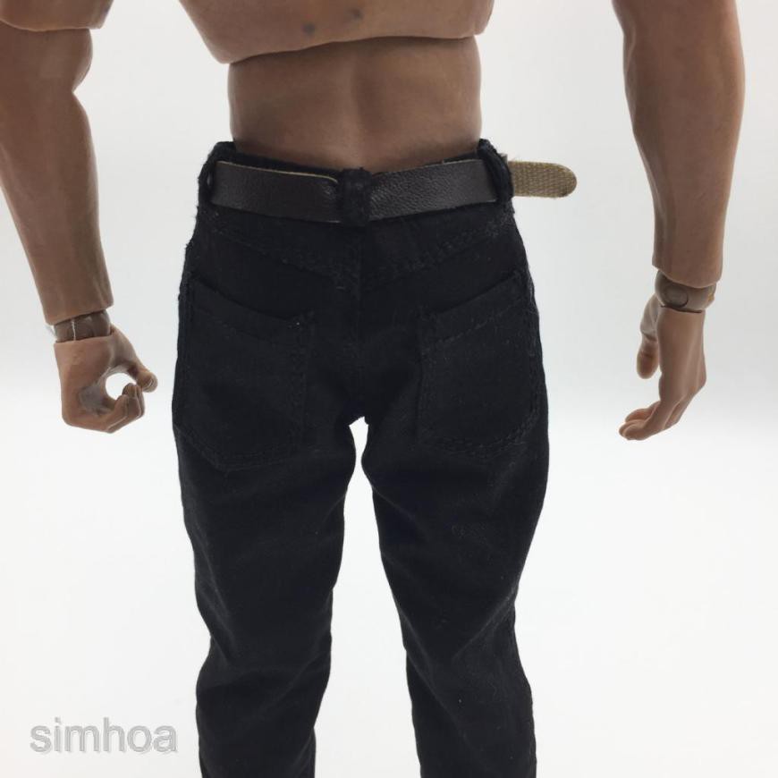 Quần Dài Đen Tỷ Lệ 1 / 6 Kèm Thắt Lưng Dành Cho Mô Hình Búp Bê 12inch