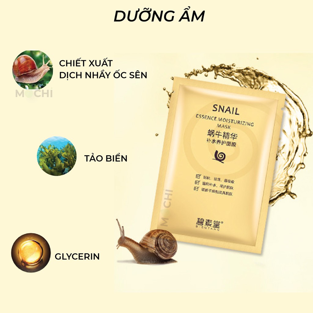 Mặt Nạ Ốc Sên Vàng Collagen Dưỡng Trắng Da l Cấp Ẩm Da Khô l Trẻ Hóa Mask Giấy Đắp Mặt Snail Bisutang Nội Địa MOCHI SHOP