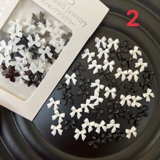 Set charm nơ đính móng đen trắng nail nailmishops