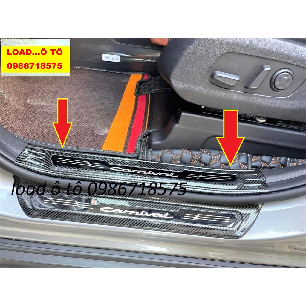 Bộ Ốp Bậc Chân, Cốp Sau Carbon Xe CARNIVAL 2023-24 Mẫu Vân Carbon Cao Cấp