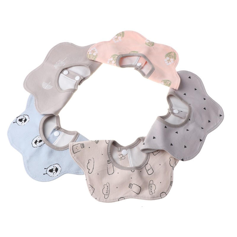 Set 5 Yếm Cotton Xoay 360 Độ Xinh Xắn Cho Bé