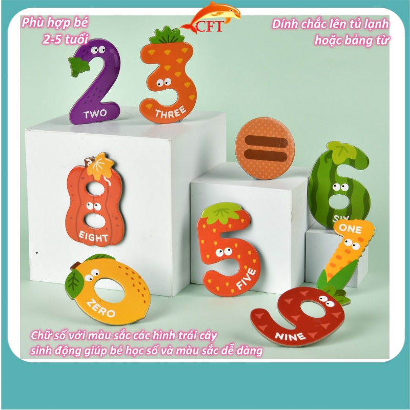Bảng chữ cái nam châm kèm số cao cấp cho bé hình con vật có thể gắn tường tủ lạnh cỡ chữ lớn hãng Mideer