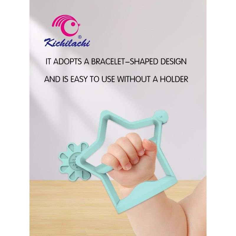 Gặm Nướu cho bé  Silicone kichilachi, Hình Ngôi Sao, Có Quai Cầm Chống Rơi, chất liệu an toàn , hàng chính hãng